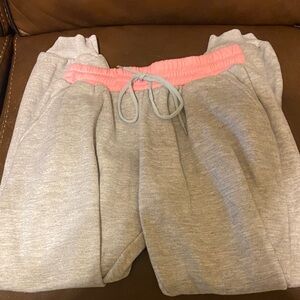 Children's Gray Sweatpants with Pink Accents